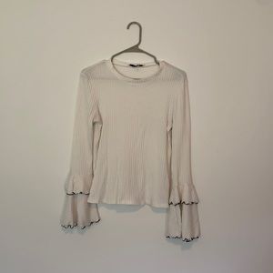 White Ruffle Sleeve Top